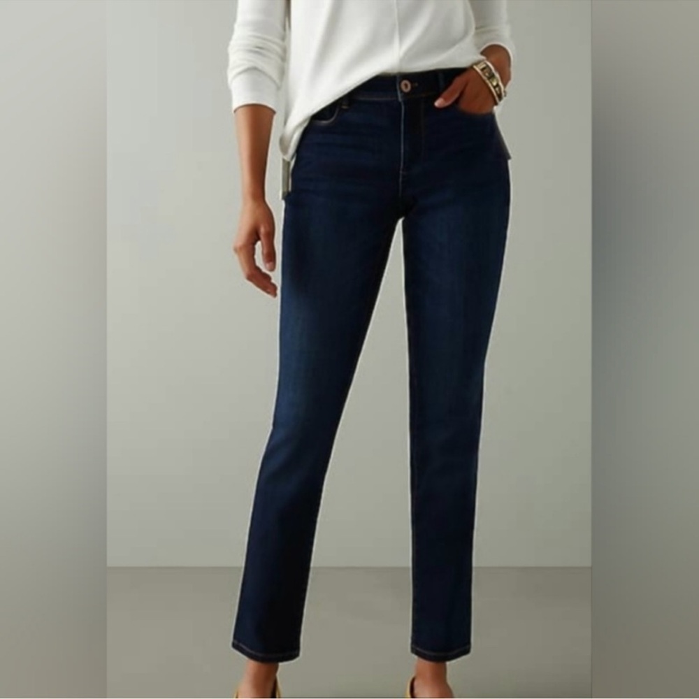 J. Jill Women's Smooth Fit Straight Leg Denim Jeans Stretch Blue Size 2P